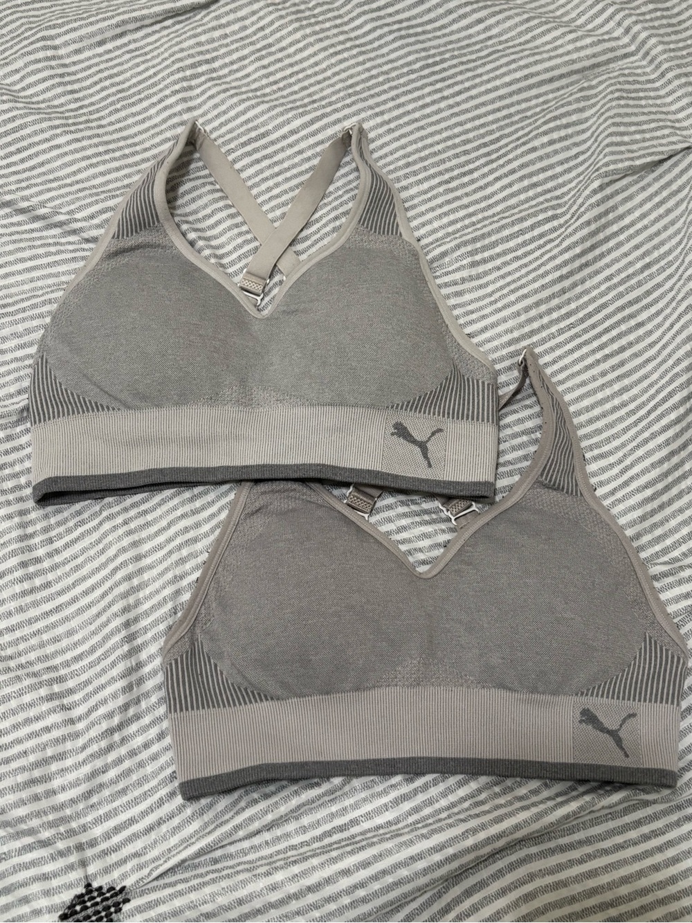 Puma Gray Seamless Racerback Sports Bras